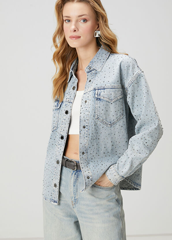 Beymen Club Mavi Taşlı Denim Ceket - 1